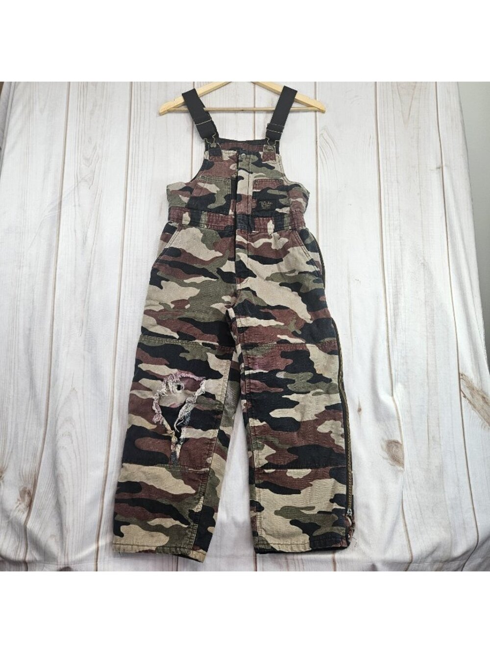 Walls Blizzard Pruf Boys Camouflage Insulated Bib Overalls Pants Size M READ